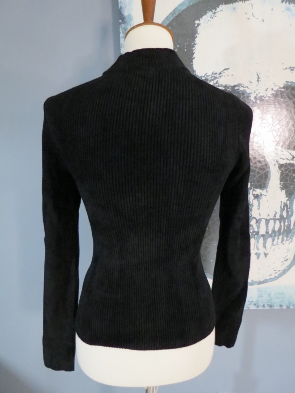 Black Ribbed Keyhole Mock Neck Top - Picture 5 of 5